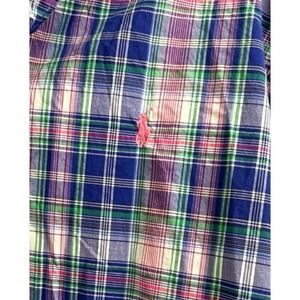 Polo Ralph Lauren XL Blue Plaid Slim Fit Cotton Stretch L/S Button Down Shirt